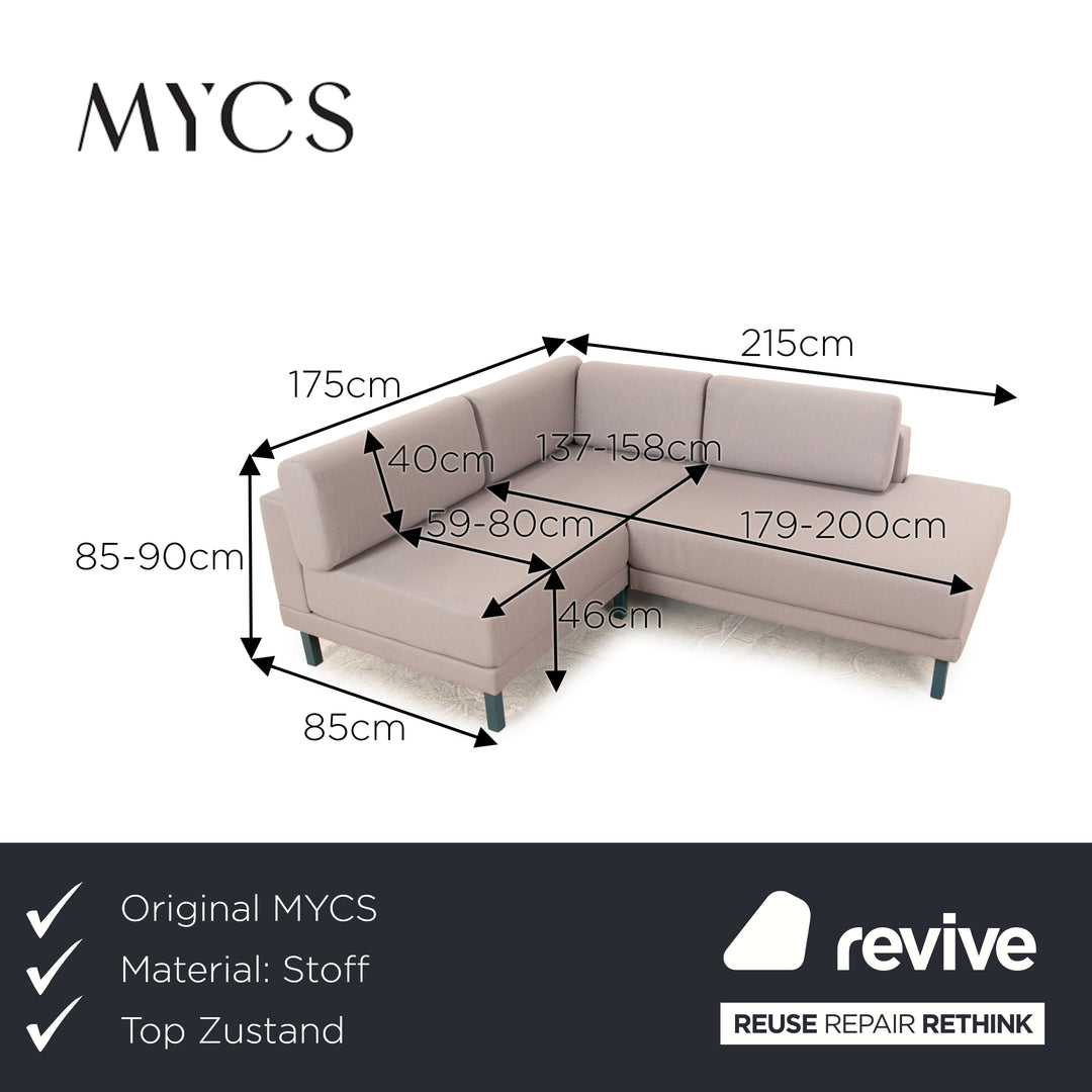 MYCS TYME Fabric Corner Sofa Gray Sofa Couch
