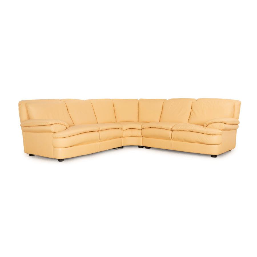 Natuzzi 1202 Canapé d'angle en cuir Crème Canapé