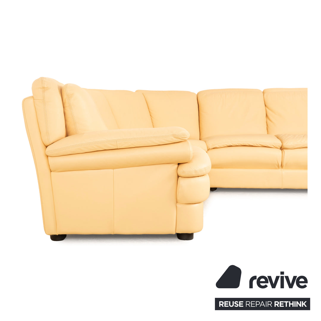 Natuzzi 1202 Canapé d'angle en cuir Crème Canapé