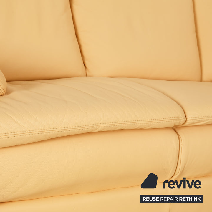 Natuzzi 1202 Canapé d'angle en cuir Crème Canapé