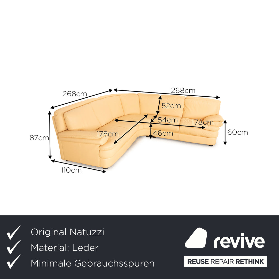 Natuzzi 1202 Canapé d'angle en cuir Crème Canapé