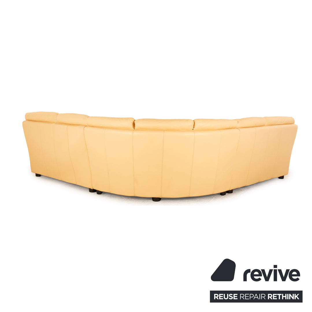 Natuzzi 1202 Canapé d'angle en cuir Crème Canapé