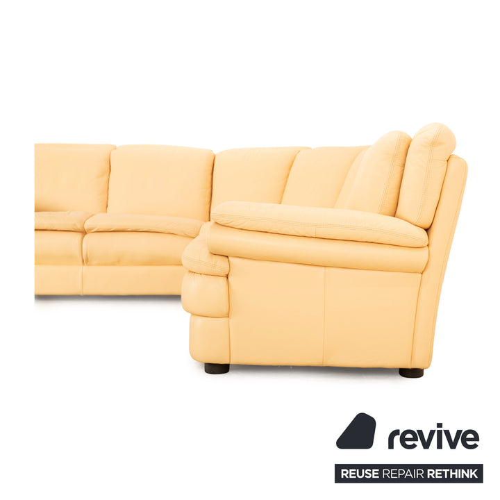 Natuzzi 1202 Canapé d'angle en cuir Crème Canapé