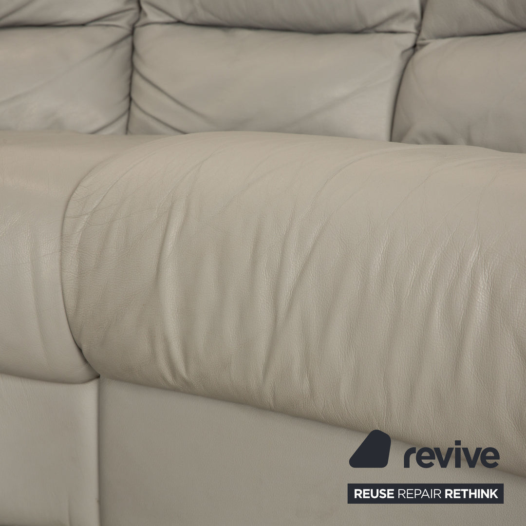 Natuzzi 1801 Leder Grau Ecksofa Sofa Couch Recamiere links
