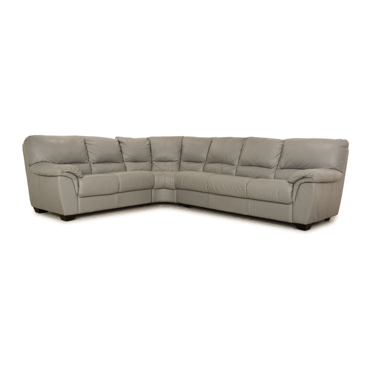 Natuzzi 1801 Leder Grau Ecksofa Sofa Couch Recamiere links