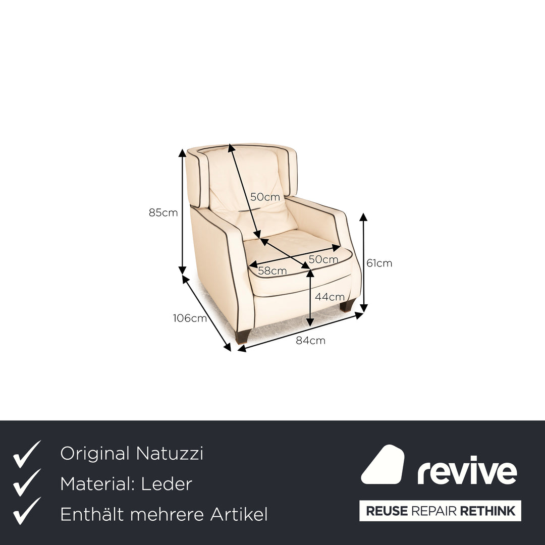 Natuzzi Amadeus Leather Armchair Cream