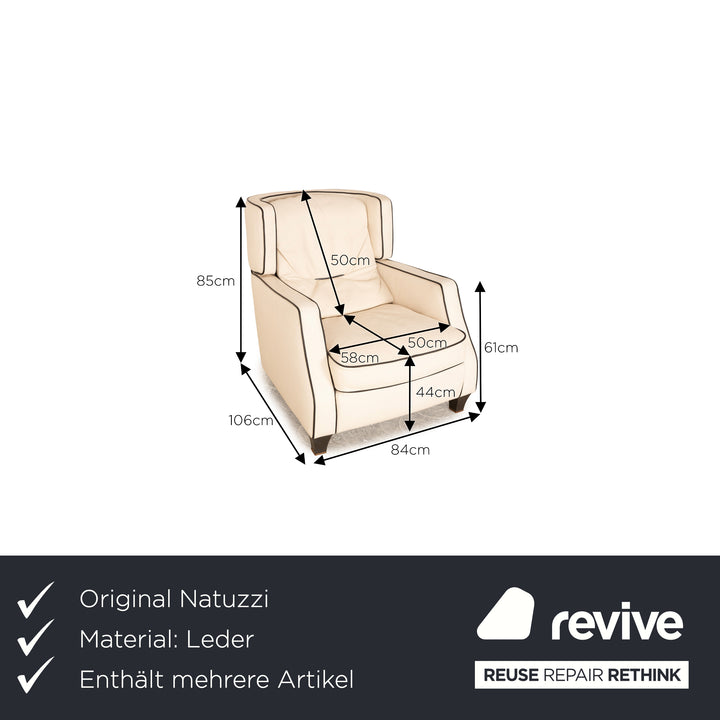 Natuzzi Amadeus Leather Armchair Cream