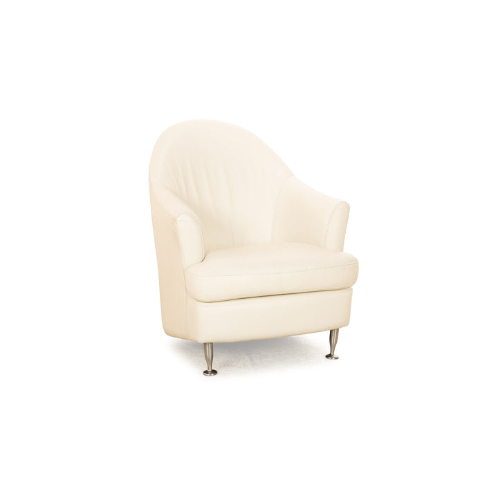 Natuzzi Cocktail Leder Sessel Off-White Weiß
