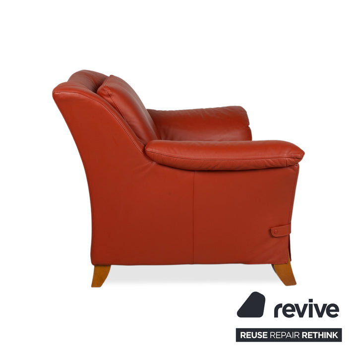 Natuzzi Two-seater Sofa Armchair Leather Red Couch