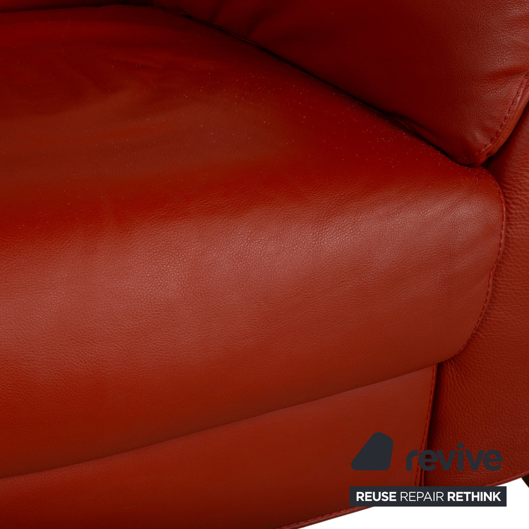 Natuzzi Two-seater Sofa Armchair Leather Red Couch