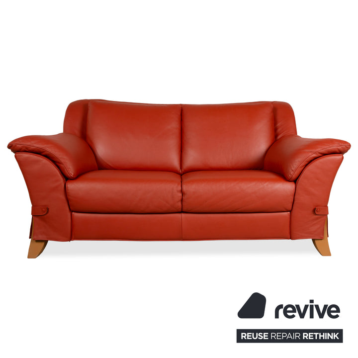 Natuzzi Two-seater Sofa Armchair Leather Red Couch
