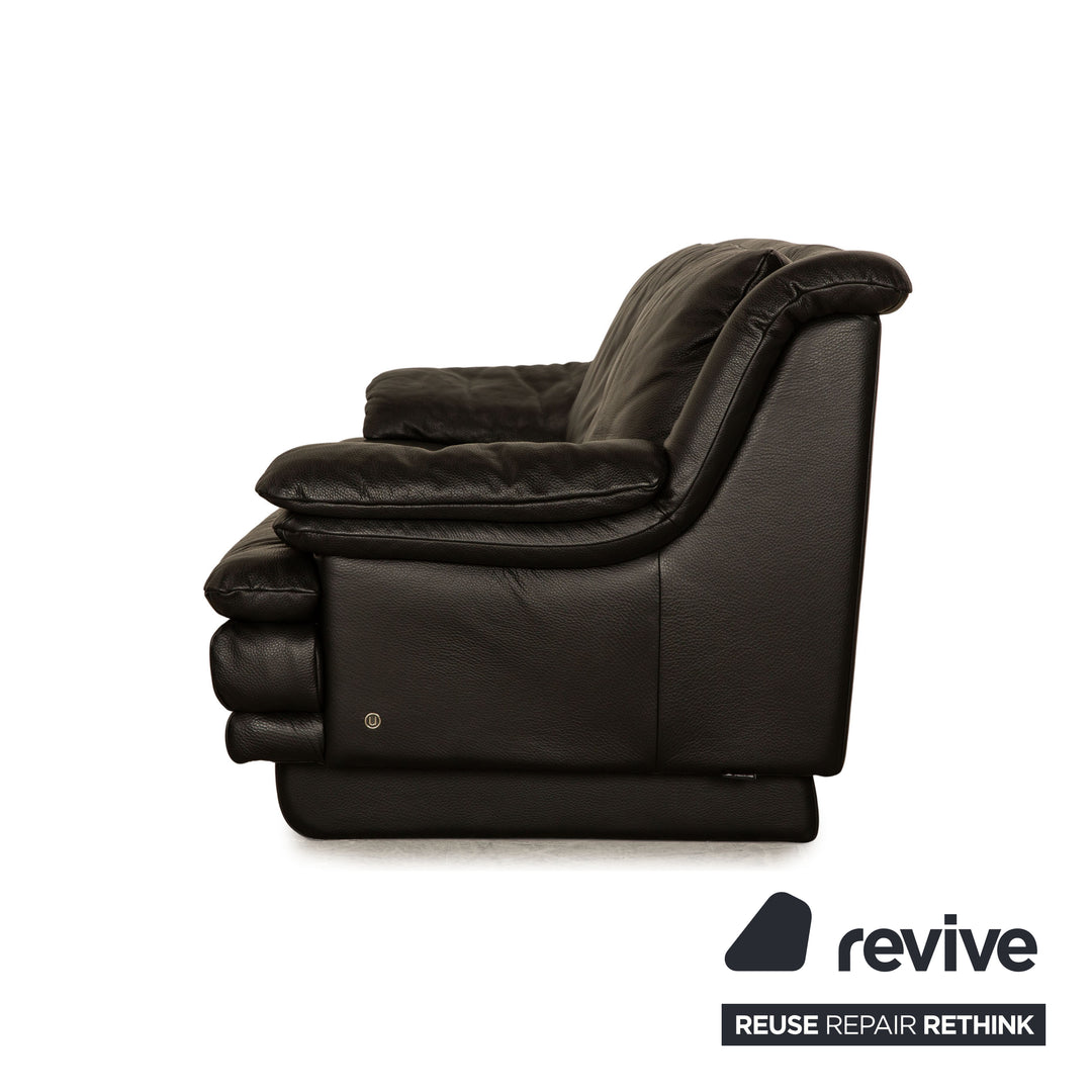 Canapé trois places en cuir noir Natuzzi