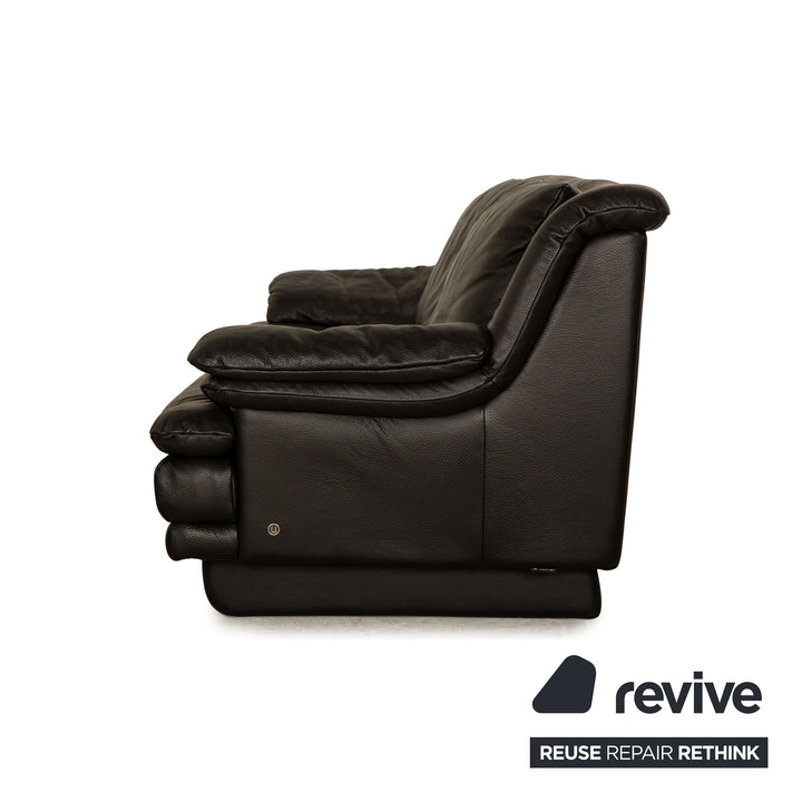 Canapé trois places en cuir noir Natuzzi