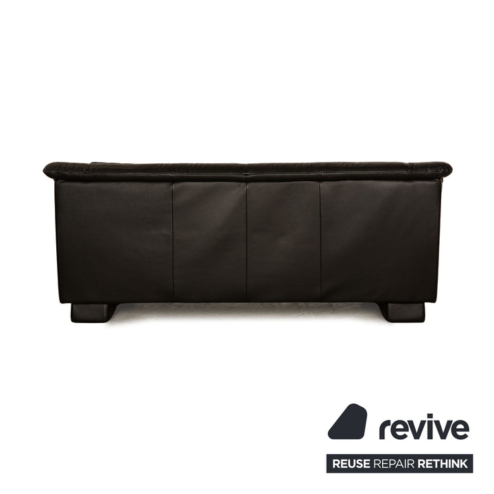 Canapé trois places en cuir noir Natuzzi