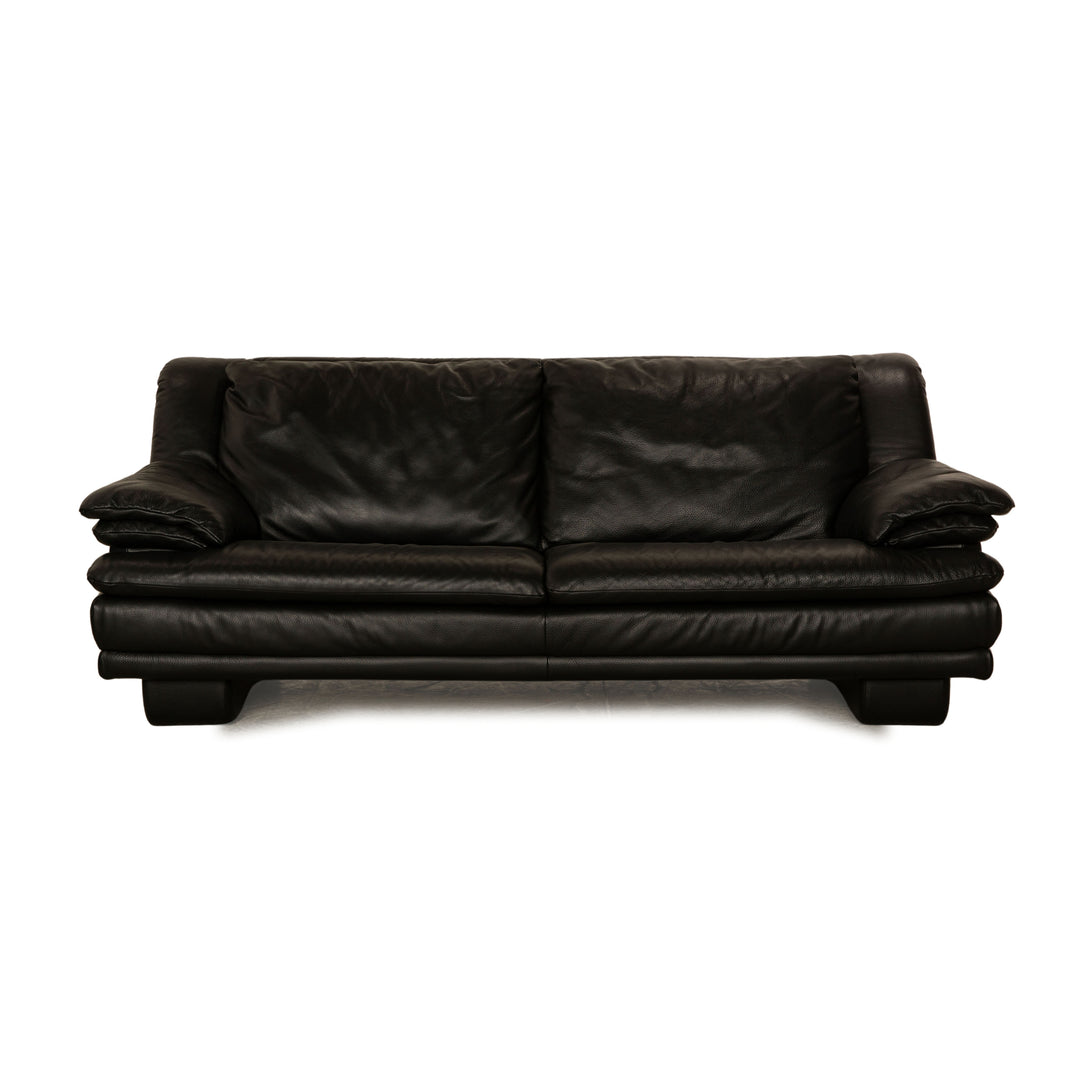 Canapé trois places en cuir noir Natuzzi
