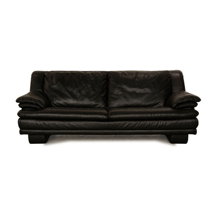 Canapé trois places en cuir noir Natuzzi
