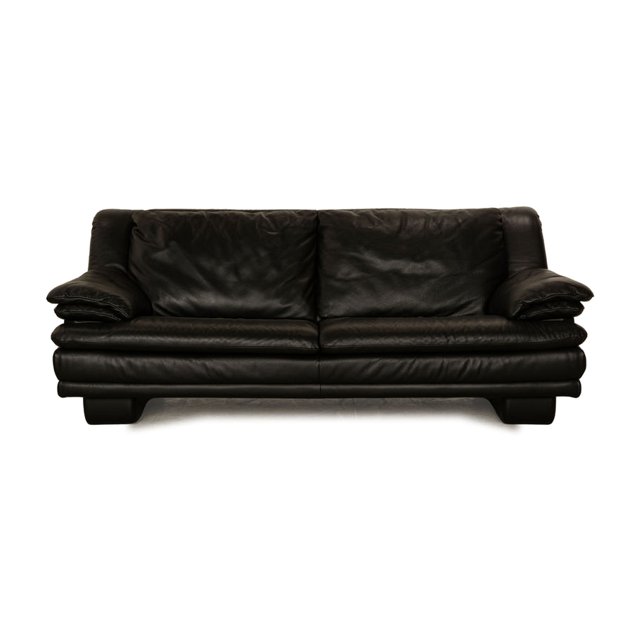 Canapé trois places en cuir noir Natuzzi
