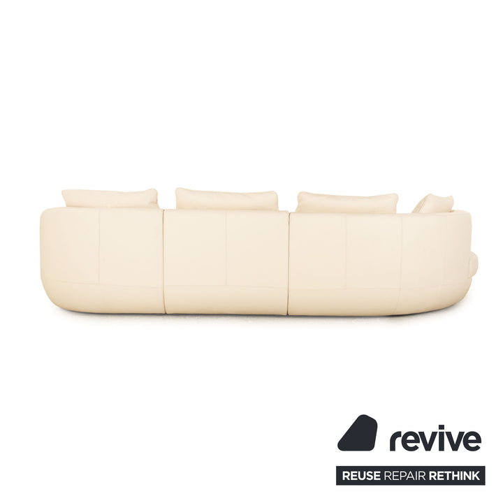 Natuzzi Leder Ecksofa Creme Recamiere Rechts Sofa Couch