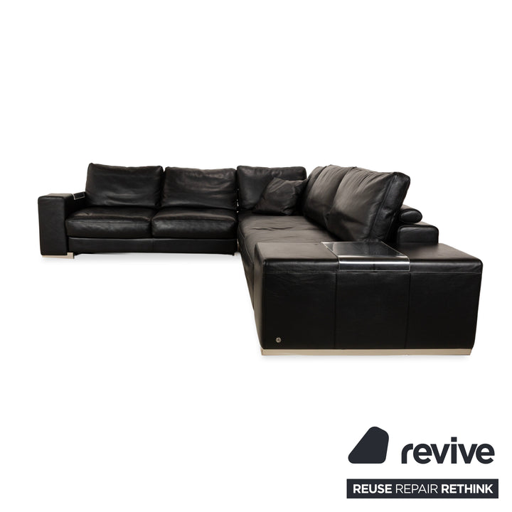 Canapé d'angle en cuir Natuzzi noir