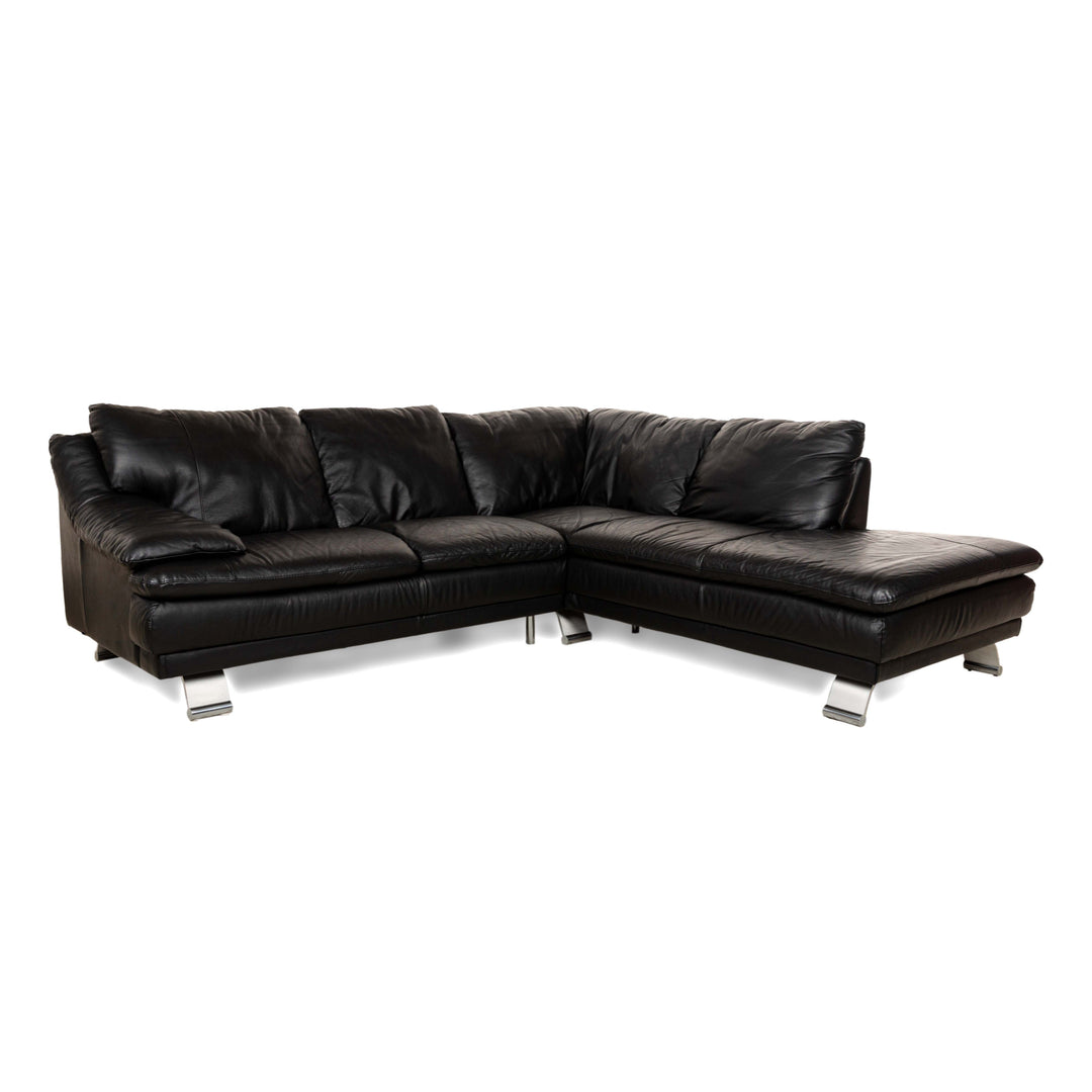 Natuzzi Leder Ecksofa Schwarz Sofa Couch