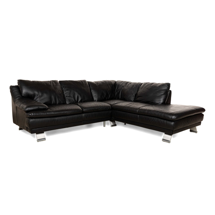 Natuzzi Leder Ecksofa Schwarz Sofa Couch