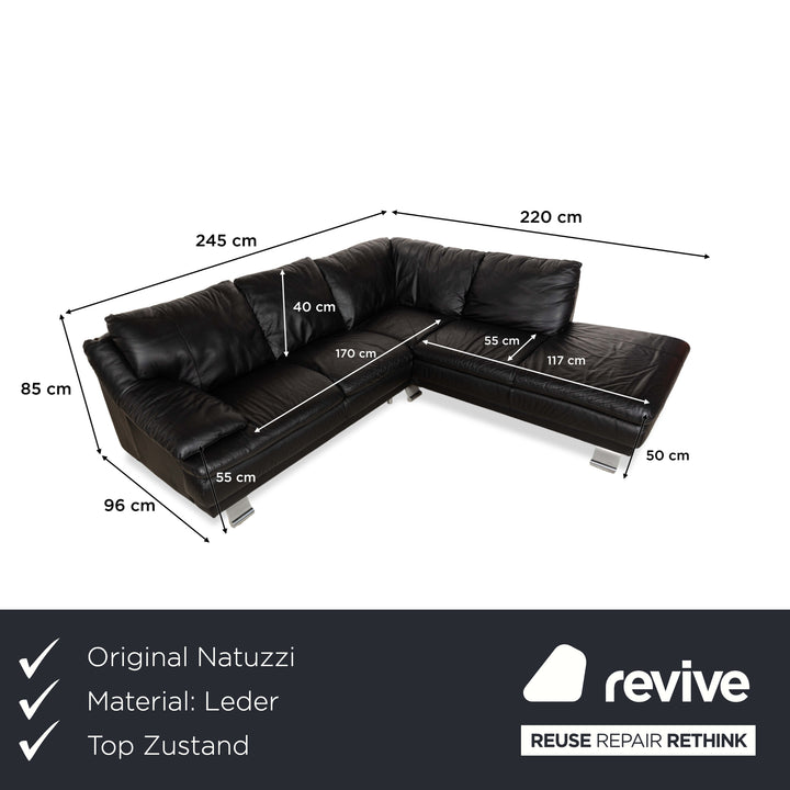 Natuzzi Leder Ecksofa Schwarz Sofa Couch