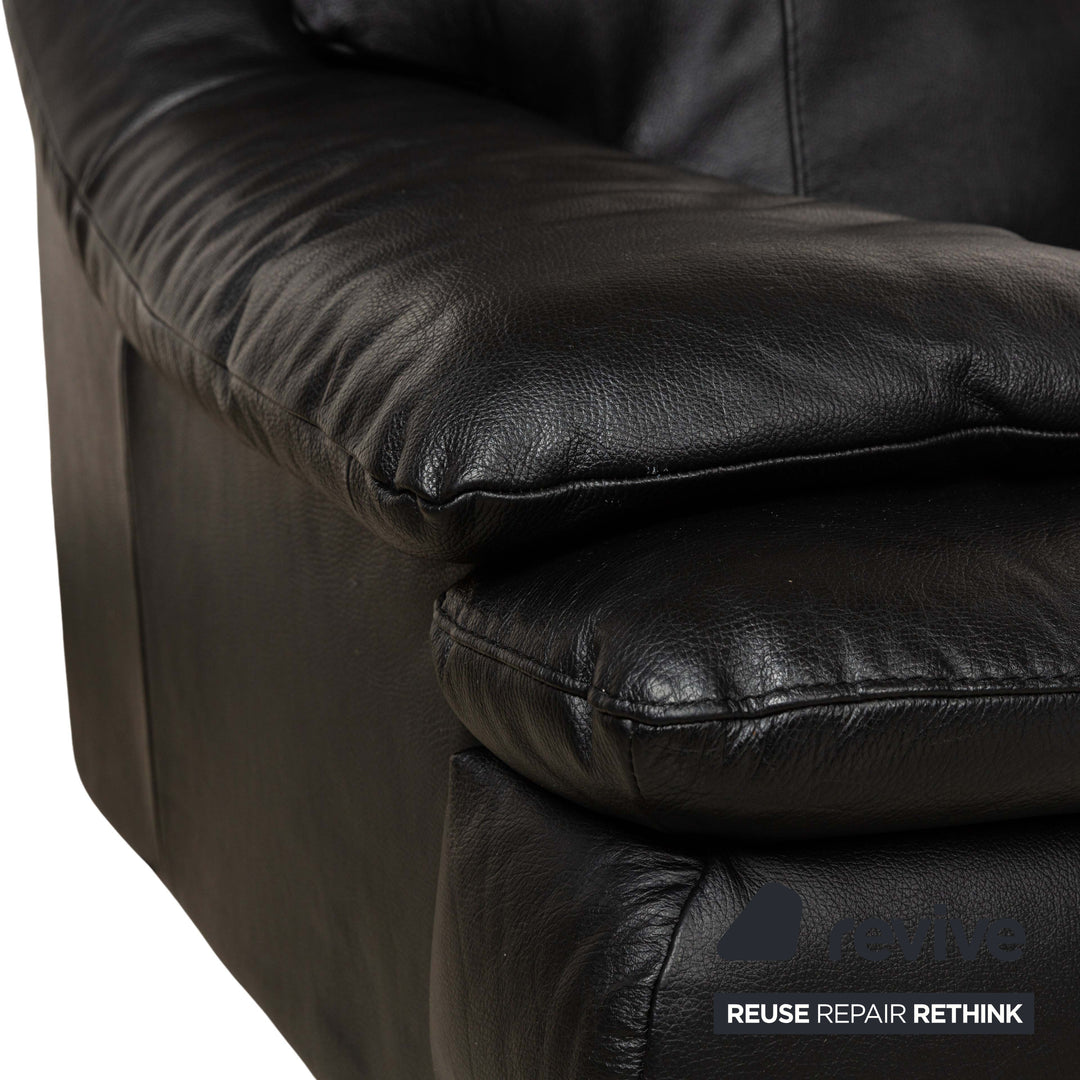 Natuzzi Leder Ecksofa Schwarz Sofa Couch