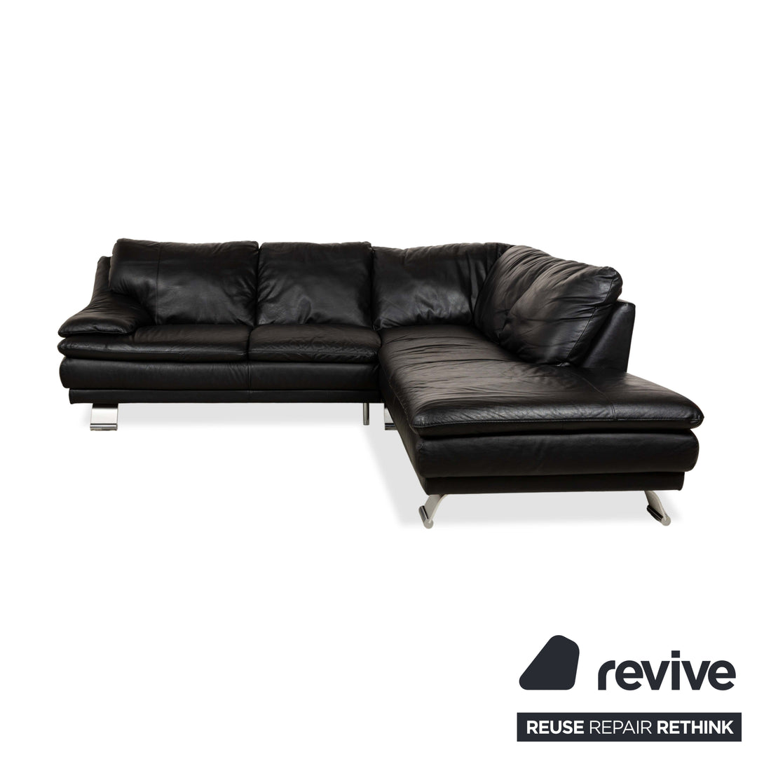 Natuzzi Leder Ecksofa Schwarz Sofa Couch