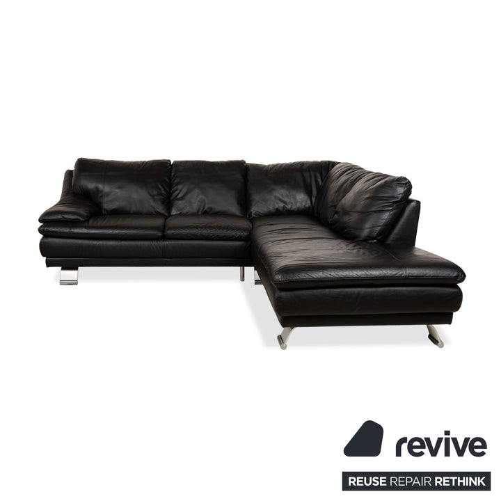 Natuzzi Leder Ecksofa Schwarz Sofa Couch