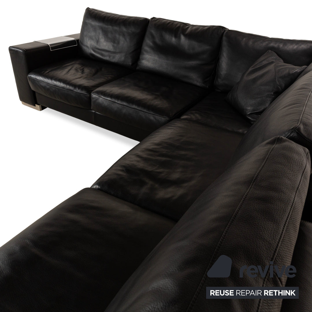 Canapé d'angle en cuir Natuzzi noir