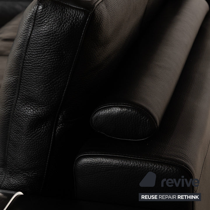 Canapé d'angle en cuir Natuzzi noir