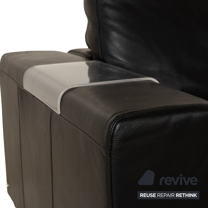 Canapé d'angle en cuir Natuzzi noir