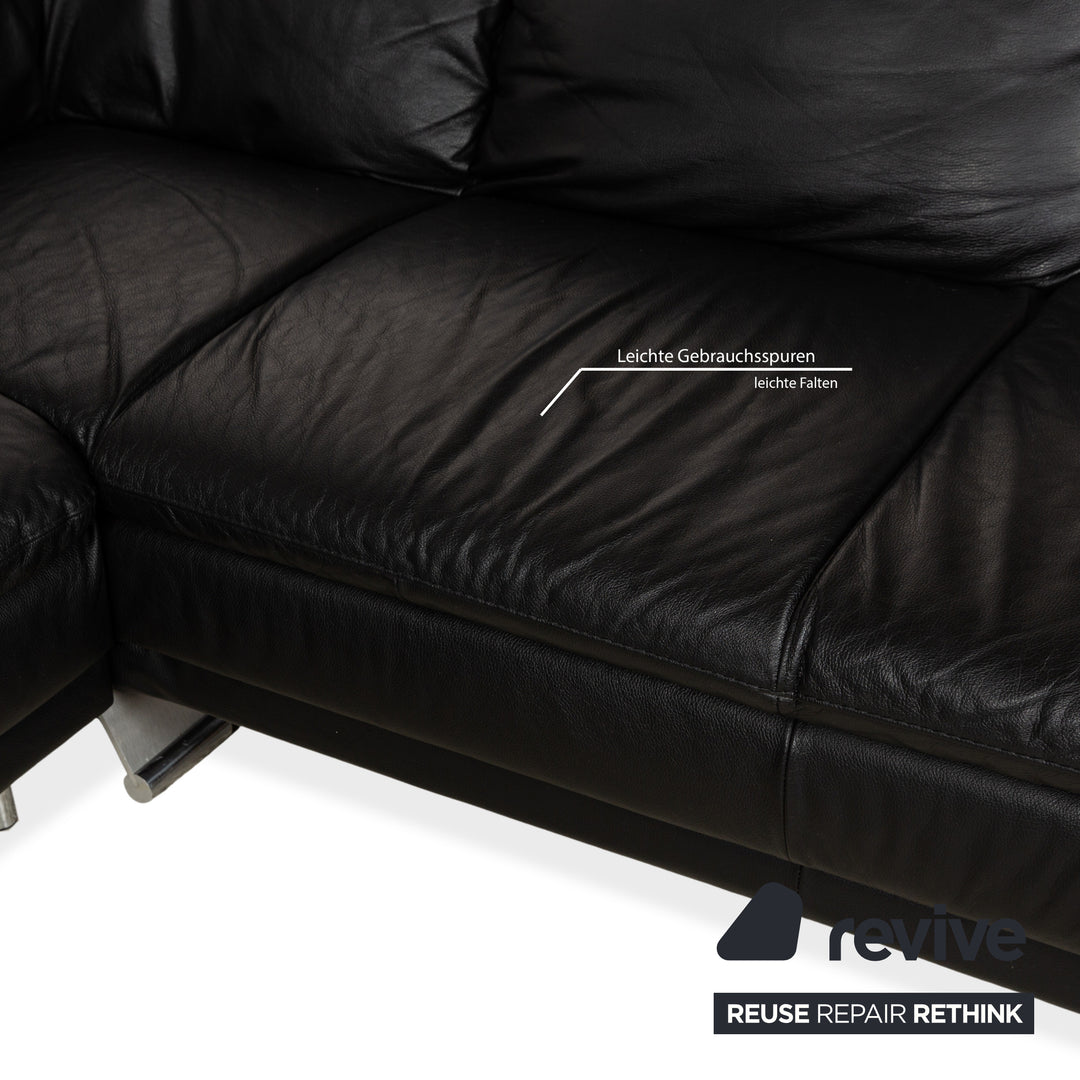 Natuzzi Leder Ecksofa Schwarz Sofa Couch