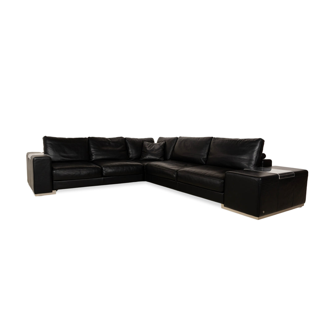 Canapé d'angle en cuir Natuzzi noir