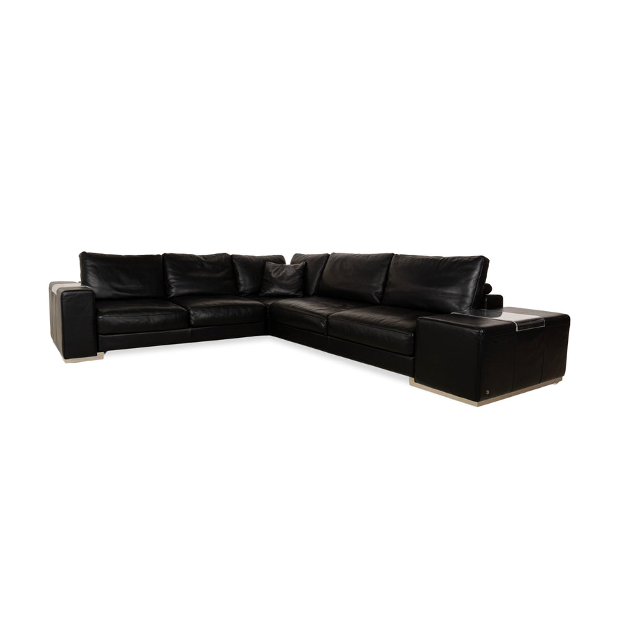 Canapé d'angle en cuir Natuzzi noir