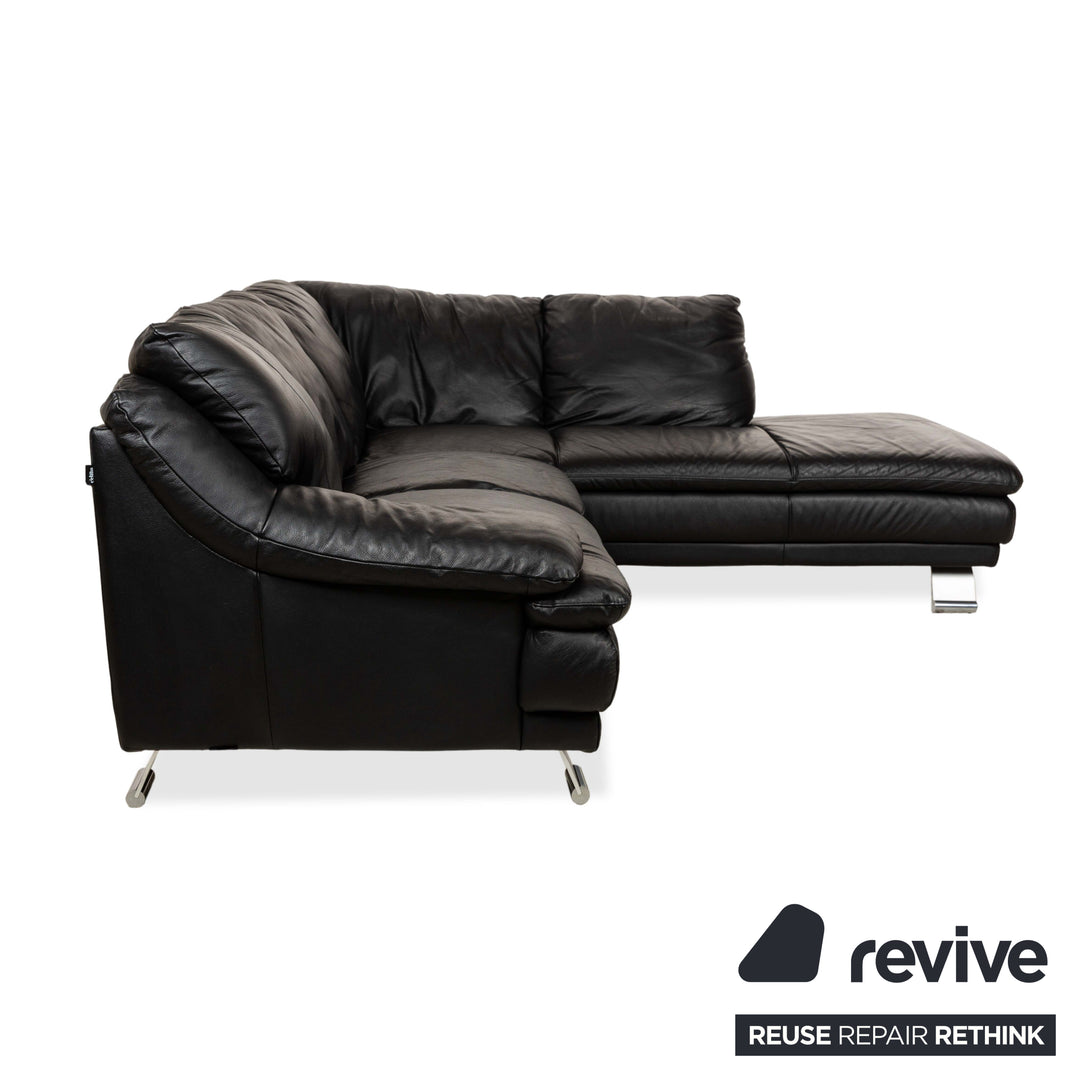 Natuzzi Leder Ecksofa Schwarz Sofa Couch