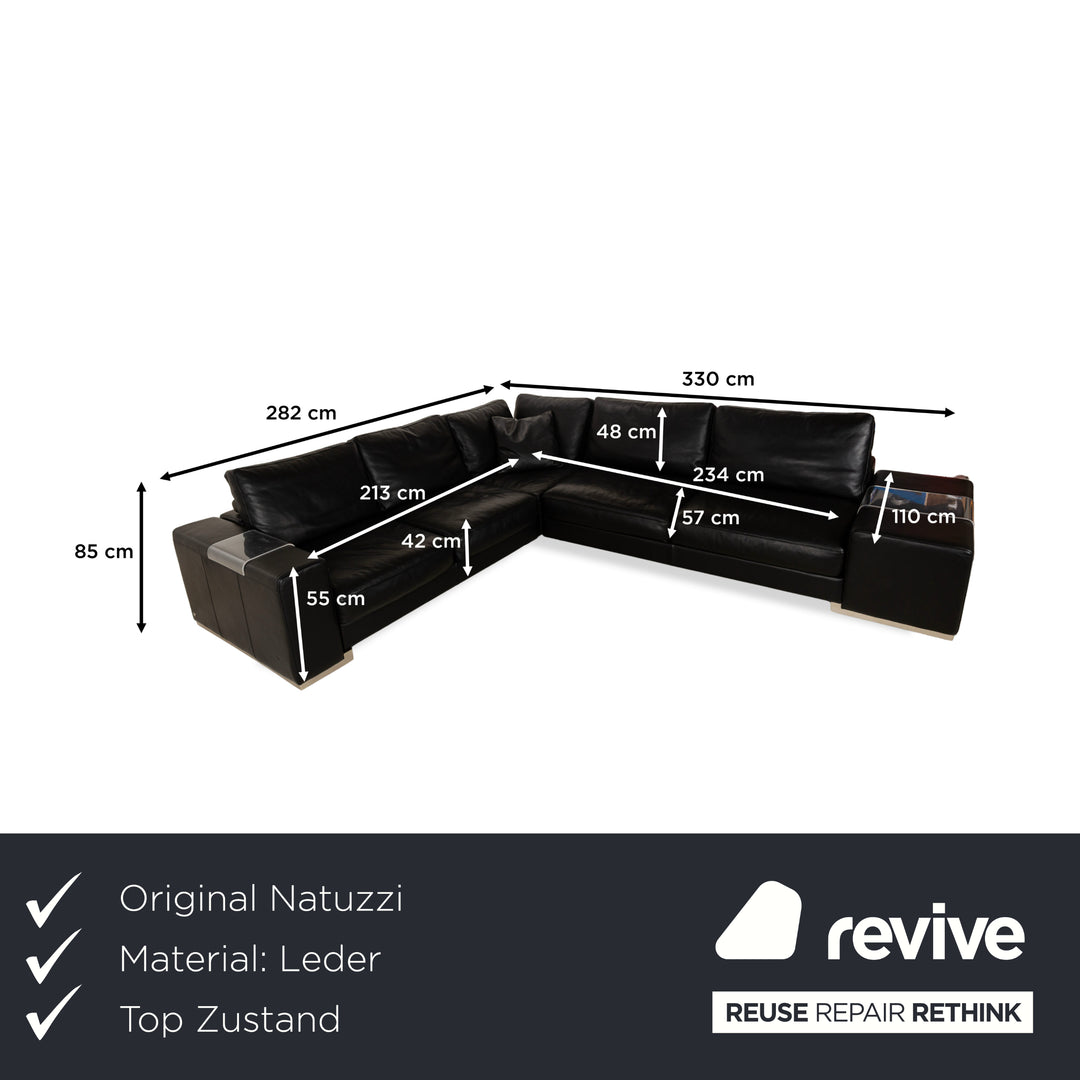Canapé d'angle en cuir Natuzzi noir