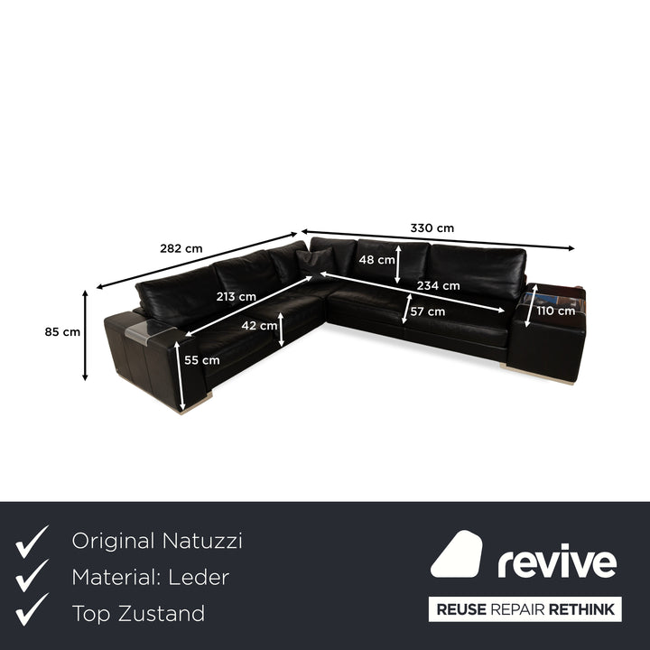 Canapé d'angle en cuir Natuzzi noir