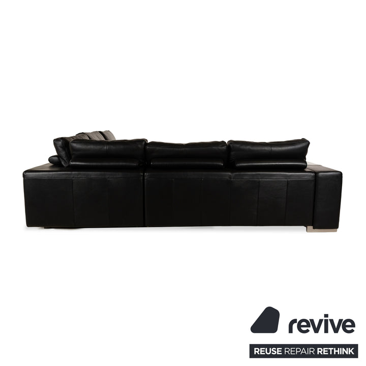 Canapé d'angle en cuir Natuzzi noir