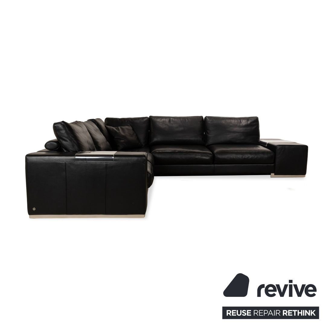 Canapé d'angle en cuir Natuzzi noir