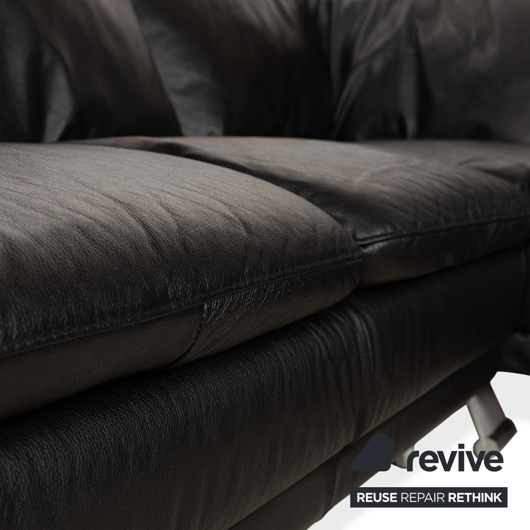 Natuzzi Leder Ecksofa Schwarz Sofa Couch