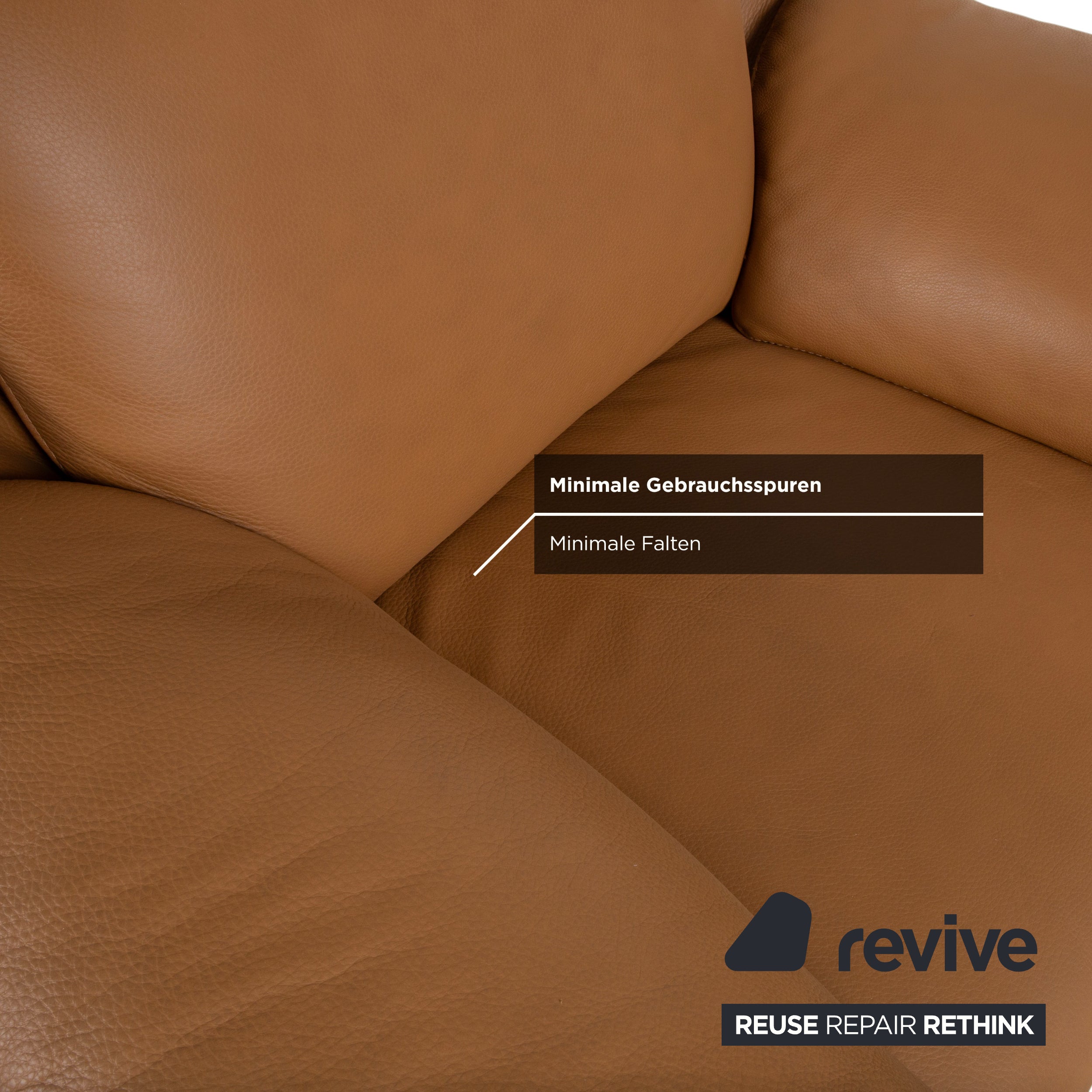 Natuzzi Leder Garnitur Zweisitzer Sofa Couch Sessel Braun Cognac