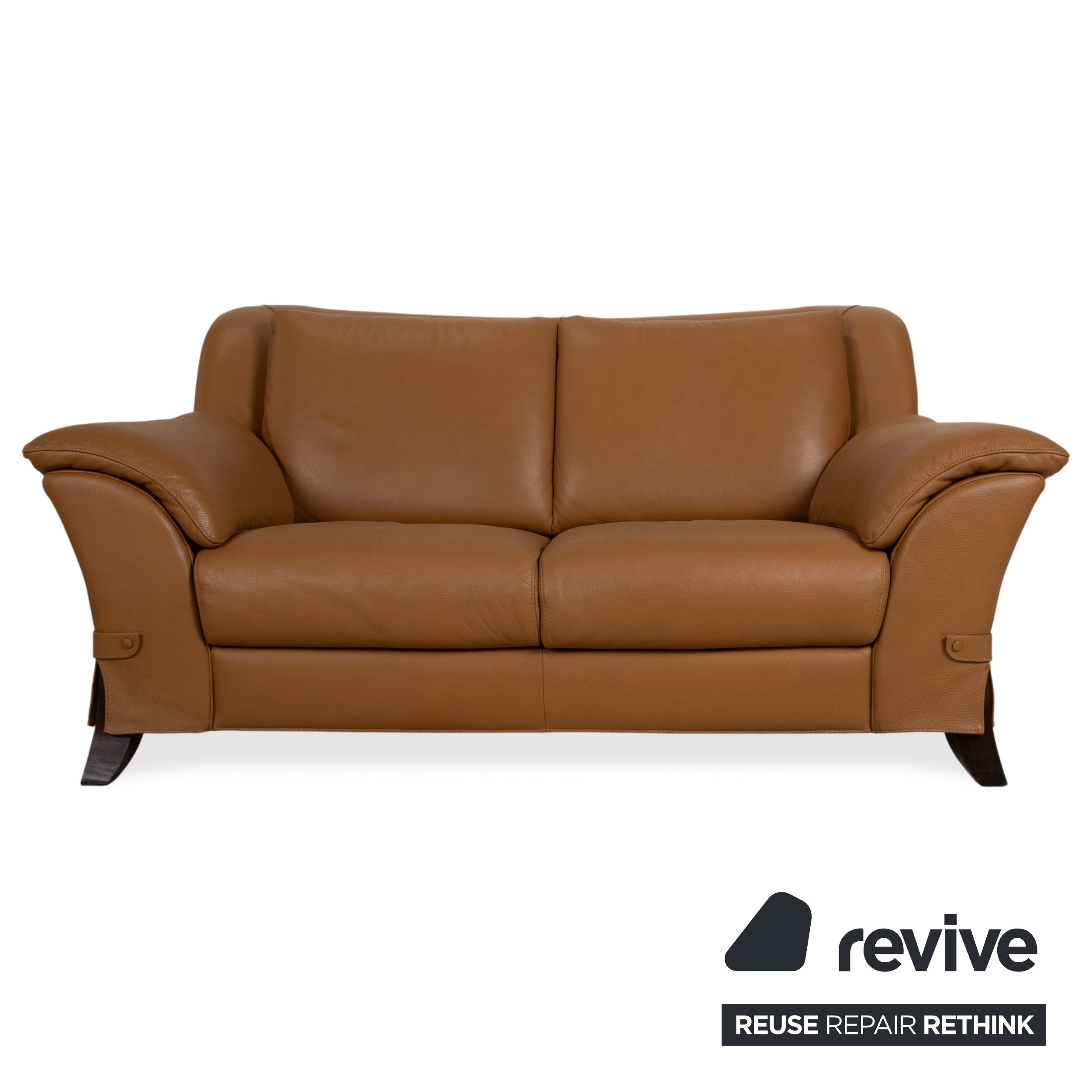 Natuzzi Leder Garnitur Zweisitzer Sofa Couch Sessel Braun Cognac