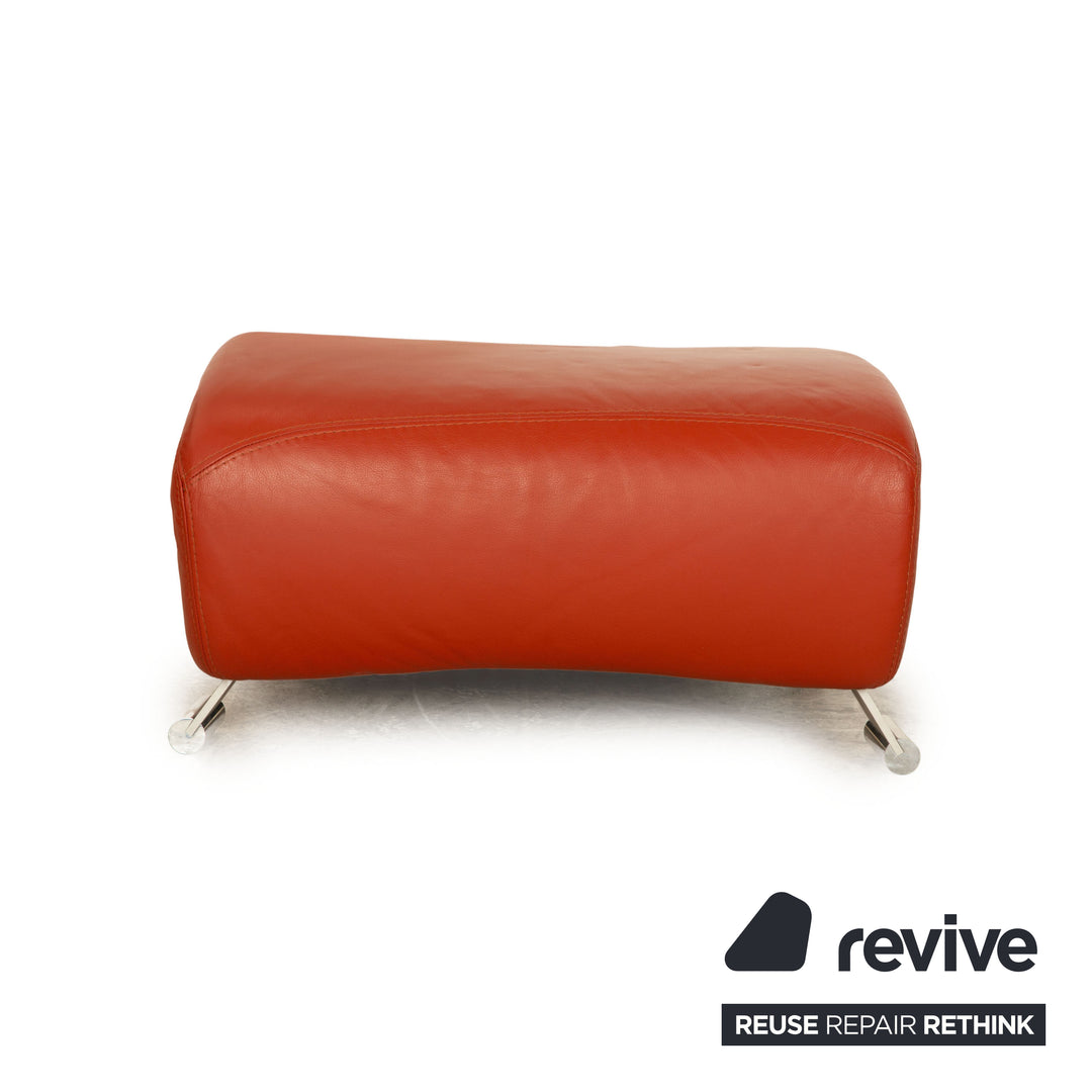 Natuzzi Leather Stool Orange