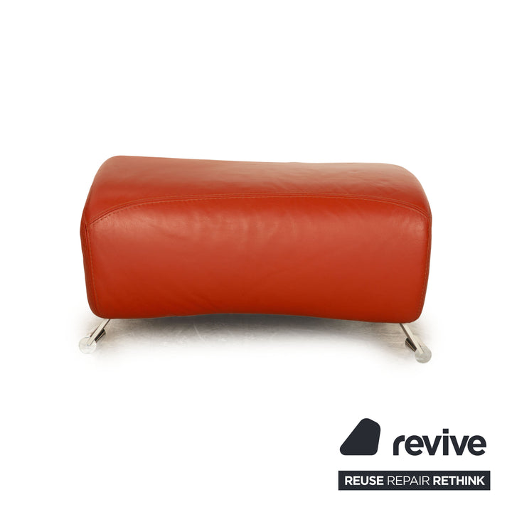 Natuzzi Leather Stool Orange