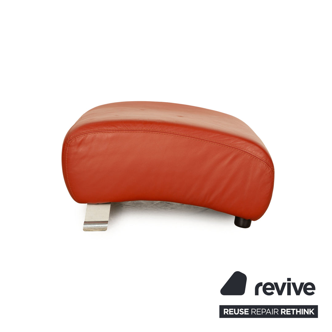 Natuzzi Leather Stool Orange