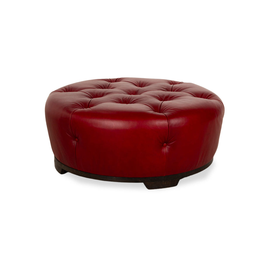 Natuzzi Leder Hocker Rot Chesterfield