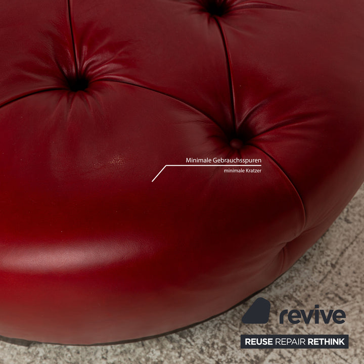 Natuzzi Leder Hocker Rot Chesterfield