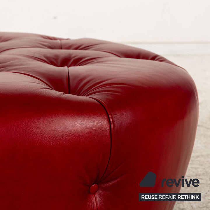 Natuzzi Leder Hocker Rot Chesterfield