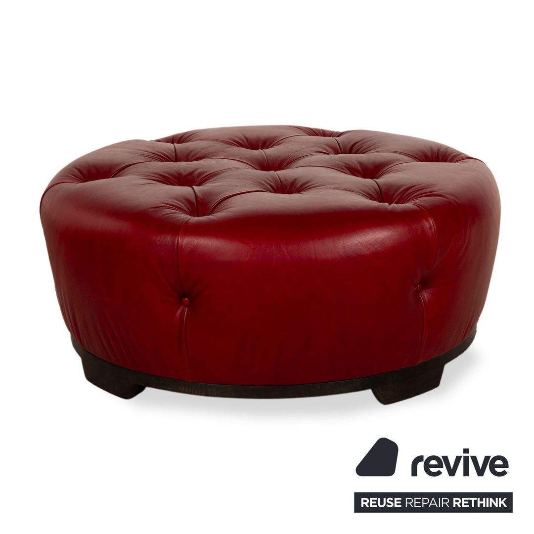 Natuzzi Leder Hocker Rot Chesterfield
